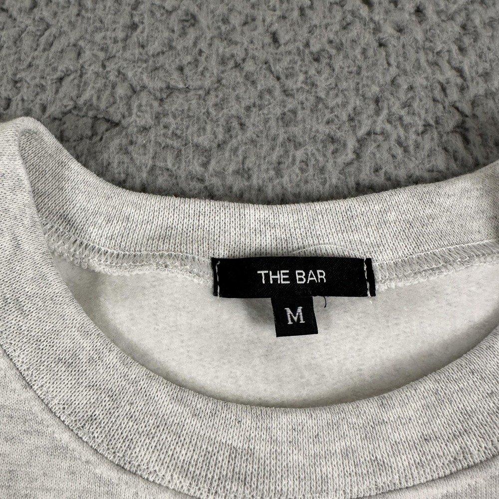 The Bar Sweatshirt Womens M Gray Fleece Crewneck Pullover Graphic Logo Front - Picture 3 of 7